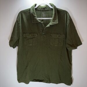 Gap Men's Short Sleeve Polo Size 2XL Army Green Utility Workwear Casual & Rugged